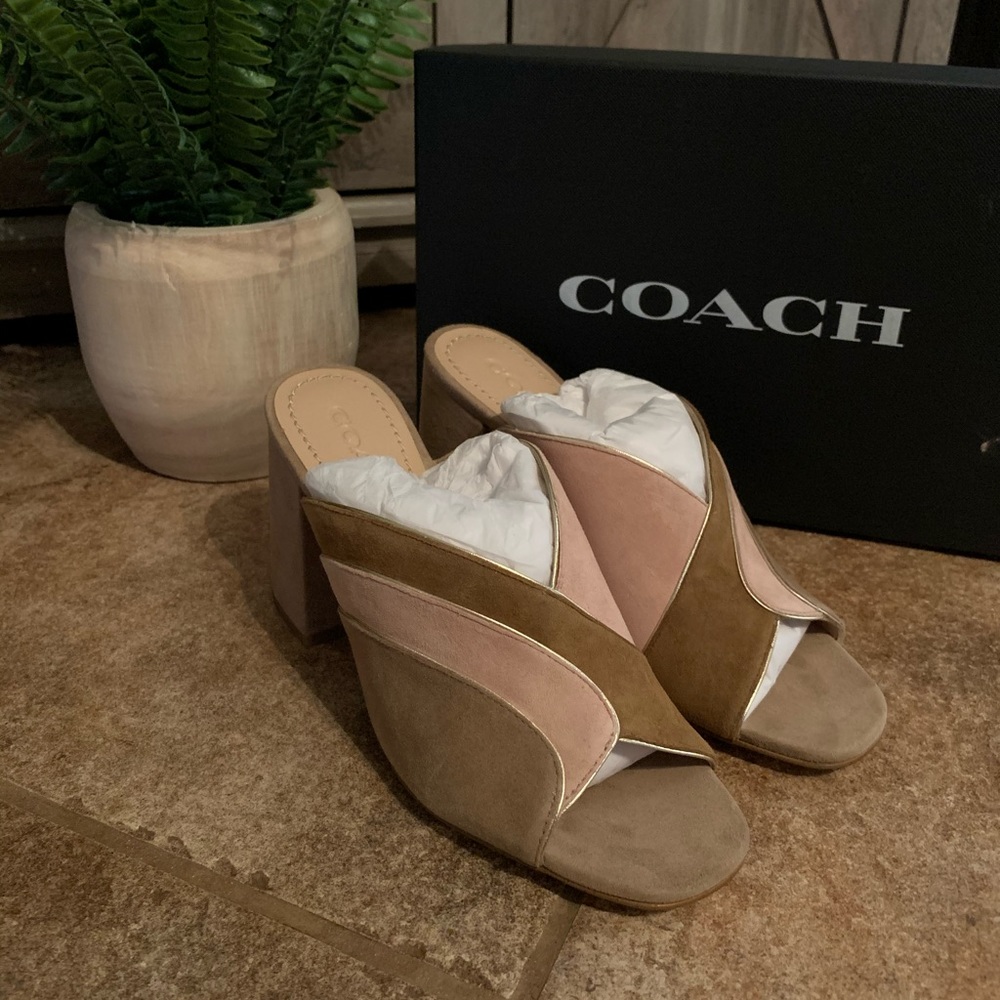 Coach Bria Mule Suede Slide Heels 9.5